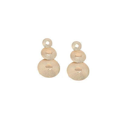 Sohi Women's Green Circular Drop Earrings