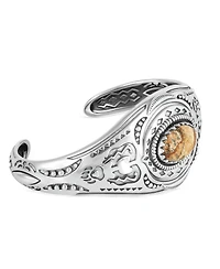 American West Jewelry Sterling Silver Picture Jasper Oval Cut Bear Cuff Bracelet