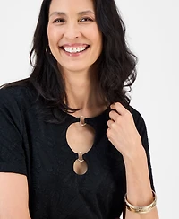 Jm Collection Petite Jacquard Ring Short-Sleeve Top, Macy's Exclusive