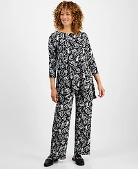 Jm Collection Women's Paisley Knit Pull-On Pants