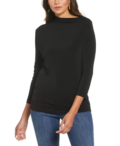 Ella Rafaella Petite Draped Knit 3/4 Sleeve Top