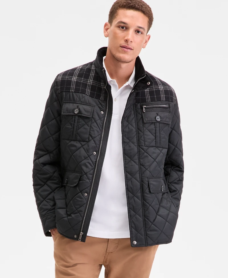 Cole Haan Mixed Media Quilted Jacket