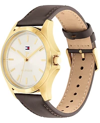Tommy Hilfiger Men's Quartz Dark Brown Leather Strap Watch, 42mm