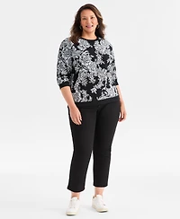 Style & Co Plus Holiday Floral Graphic Long-Sleeve Sweatshirt, Macy's Exclusive