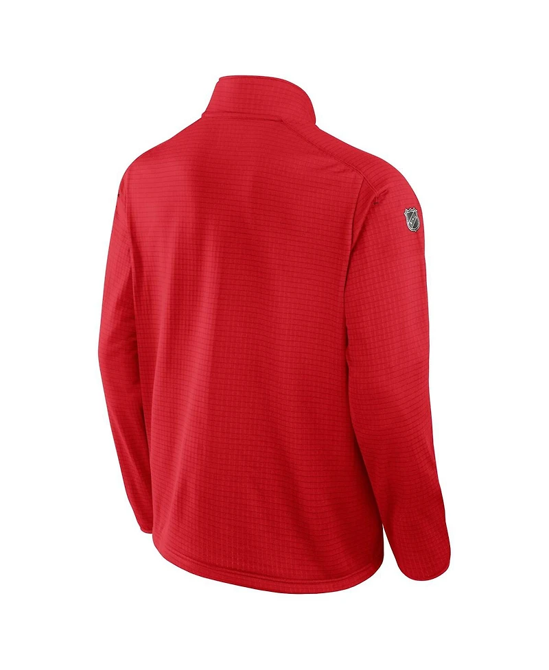 Fanatics Men's Red Detroit Wings Authentic Pro Rink Quarter-Zip Sweatshirt