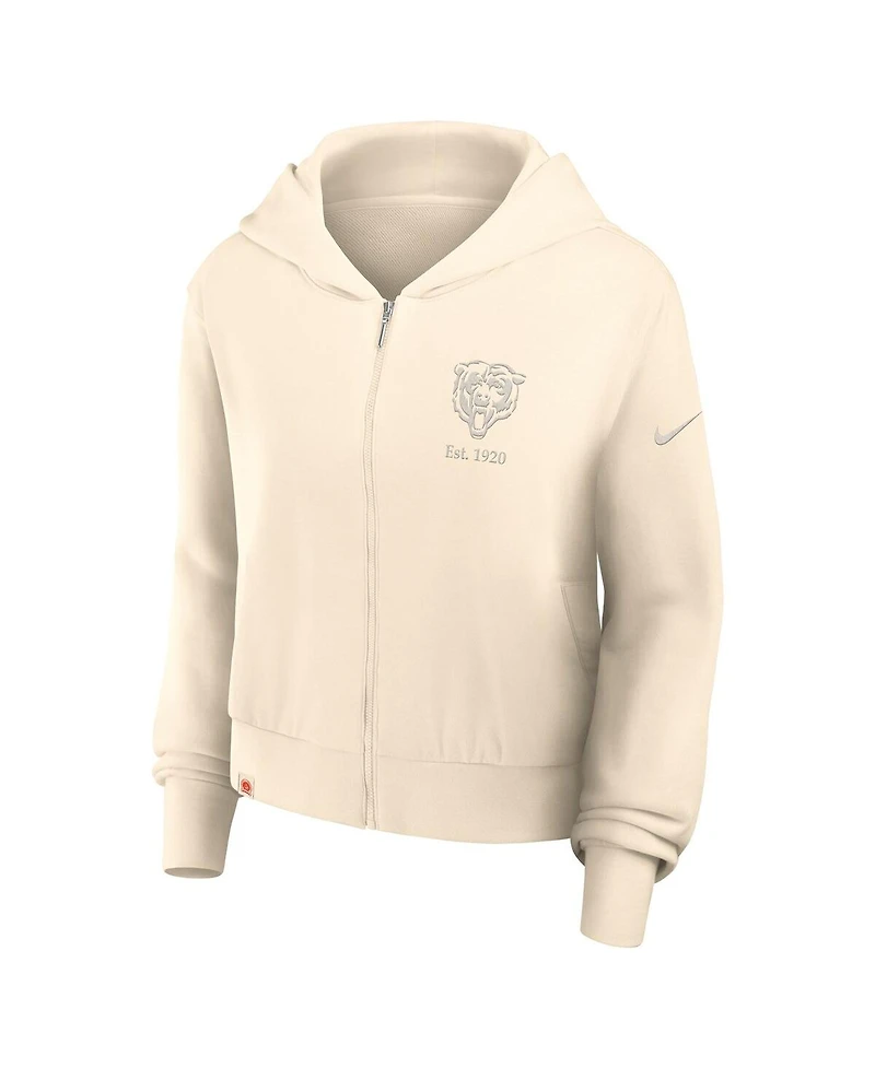 Nike Women's Cream Chicago Bears Glory Cropped Full-Zip Hoodie