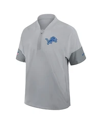 Nike Men's Gray Detroit Lions Sideline Short Sleeve Quarter-Zip Performance Coach Jacket