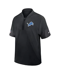 Nike Men's Black Detroit Lions Sideline Short Sleeve Quarter-Zip Performance Coach Jacket