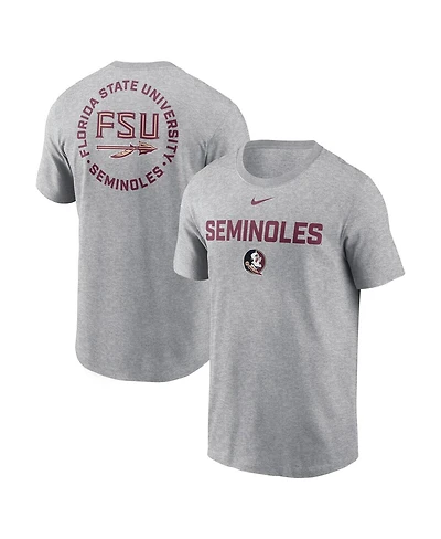 Nike Men's Heather Gray Florida State Seminoles Campus 2-Hit T-Shirt
