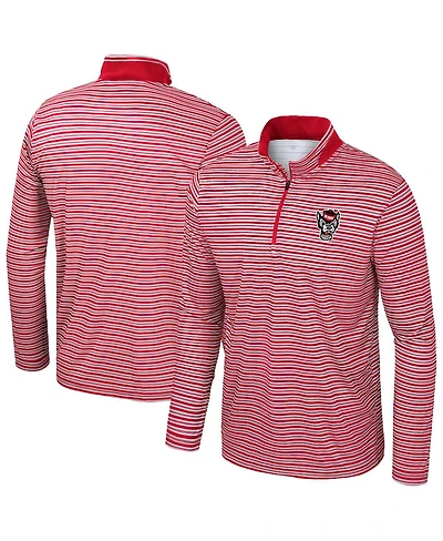 Colosseum Men's Red Nc State Wolfpack Striped Quarter-Zip Sweatshirt