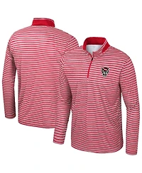 Colosseum Men's Red Nc State Wolfpack Striped Quarter-Zip Sweatshirt