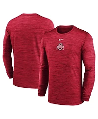 Nike Men's Scarlet Ohio State Buckeyes 2025 Sideline Velocity Performance Long Sleeve T-Shirt