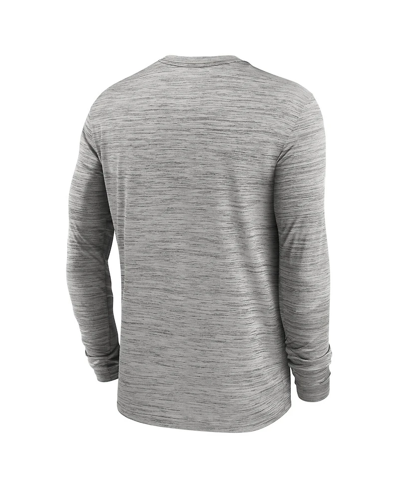 Jordan Men's Gray Michigan Wolverines 2025 Sideline Velocity Performance Long Sleeve T-Shirt