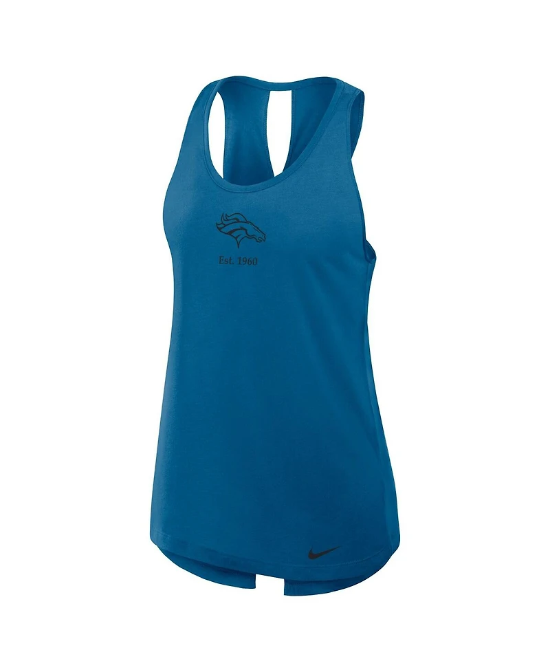 Nike Women's Navy Denver Broncos Glory Crisscross Performance Tank Top