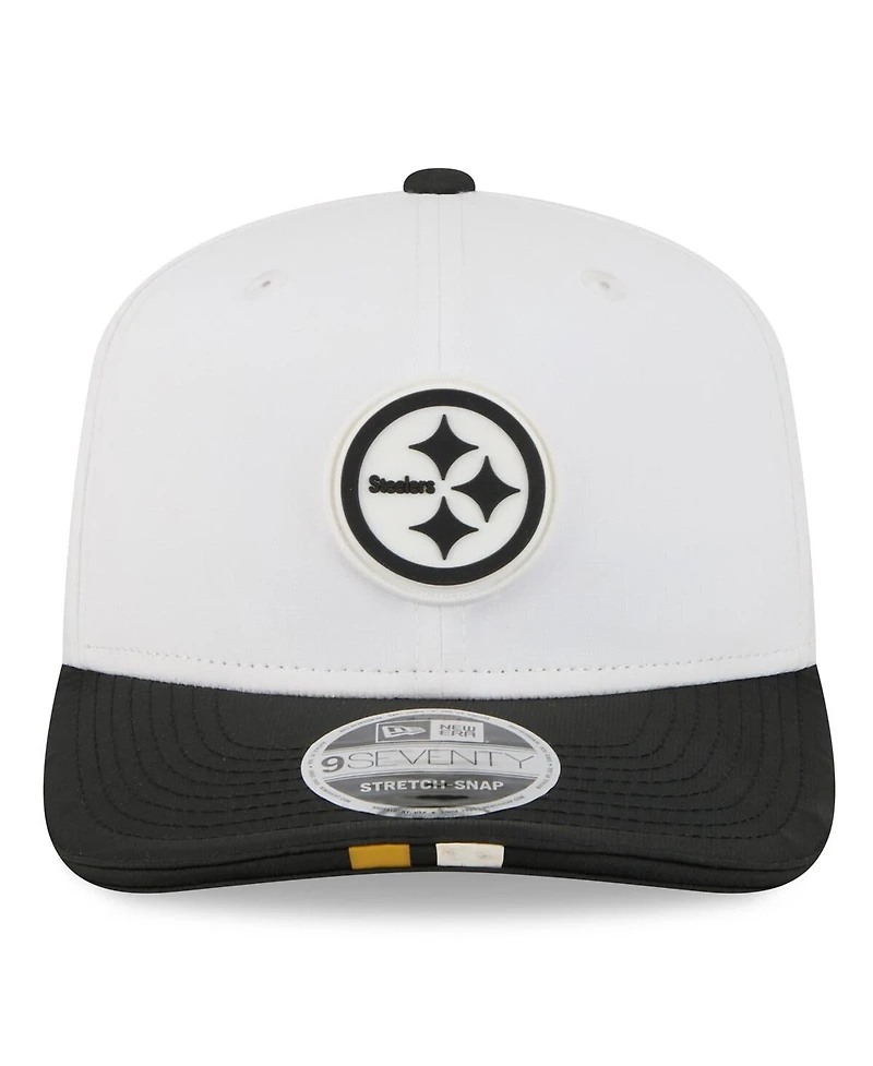 New Era Men's White/Black Pittsburgh Steelers 2025 Nfl Training Camp 9SEVENTY Adjustable Hat