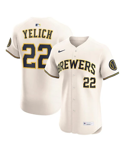 Nike Men's Christian Yelich Cream Milwaukee Brewers Home Elite Player Jersey