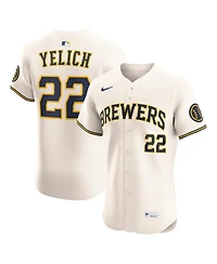 Nike Men's Christian Yelich Cream Milwaukee Brewers Home Elite Player Jersey