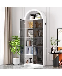 Vlsrka 76" 8-Tier Display Cabinet with 3-Color Motion Led