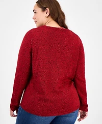 Holiday Lane Plus Size Smile-Santa-Graphic Sweater