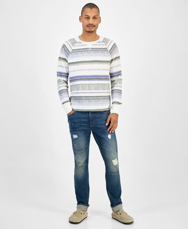 Sun + Stone Men's Striped Waffle-Knit Thermal Shirt, Macy's Exclusive