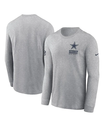Nike Men's Heather Gray Dallas Cowboys Sideline Performance Long Sleeve T-Shirt