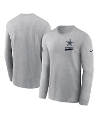 Nike Men's Heather Gray Dallas Cowboys Sideline Performance Long Sleeve T-Shirt