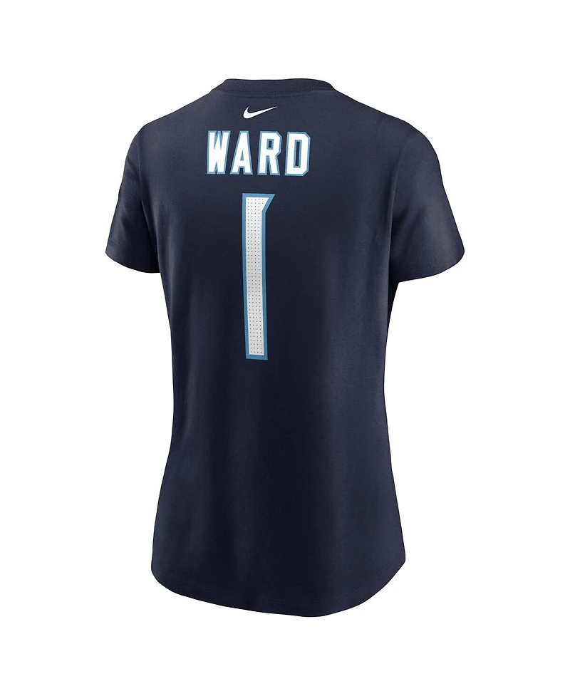 Nike Women's Cam Ward Navy Tennessee Titans 2025 Nfl Draft First Round Pick Name Number T-Shirt