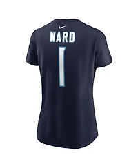 Nike Women's Cam Ward Navy Tennessee Titans 2025 Nfl Draft First Round Pick Name Number T-Shirt
