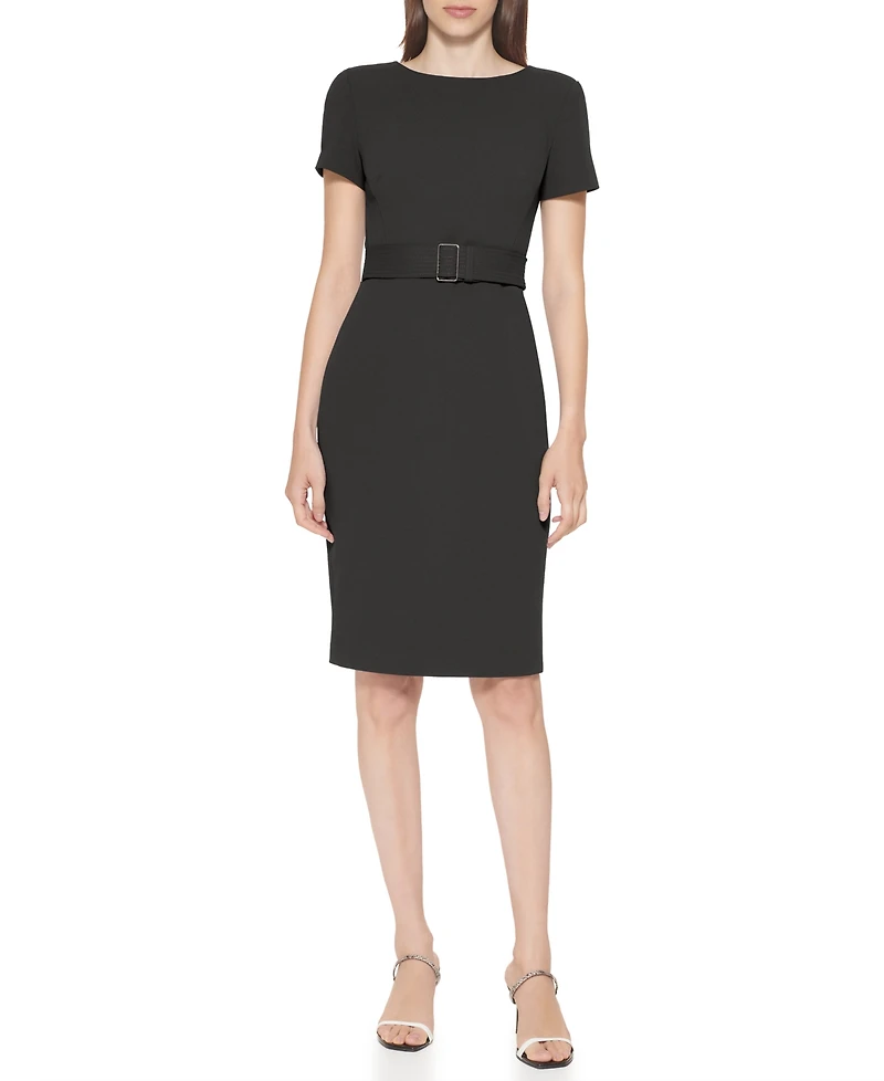 Calvin Klein Women's Short-Sleeve Scuba Sheath Dress