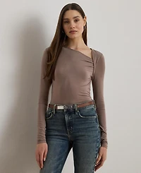 Lauren Ralph Women's Stretch Jersey Asymmetrical Top