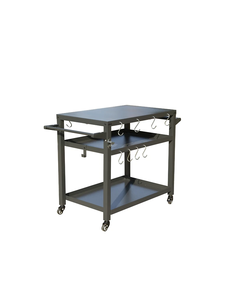 3-Shelf Outdoor Grill Table, Grill Cart with Wheels, Outdoor Food Prep Table, Blackstone Table with Hook, Grill Stand for Blackstone Griddle