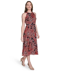 Tommy Hilfiger Women's Chiffon Printed Halter Midi Dress