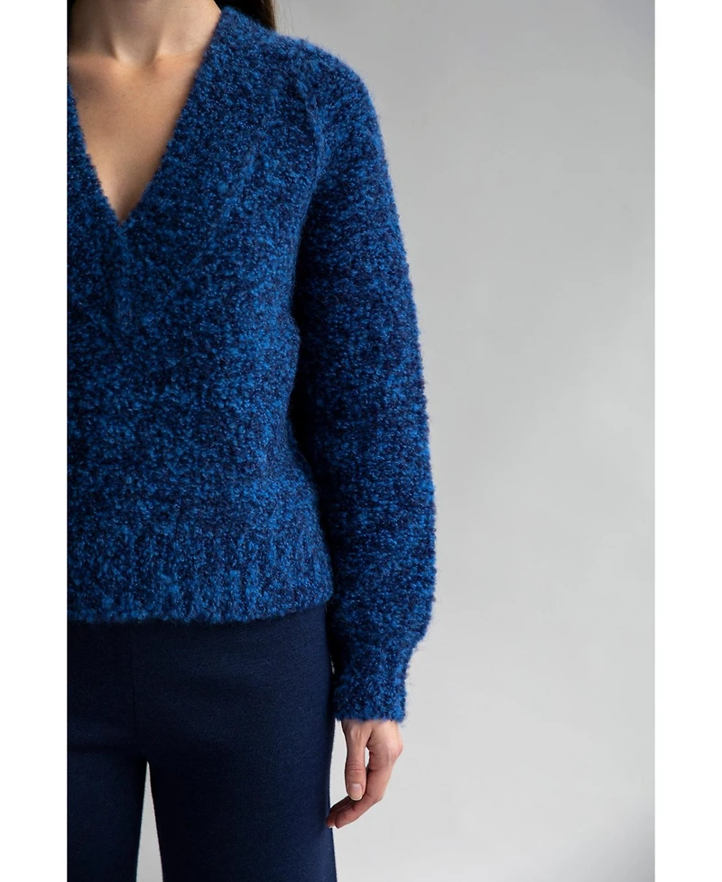 Sskein Women's V-Neck Tonal Boucle Sweater