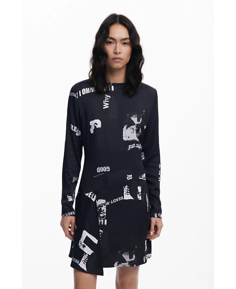 Desigual Women's Short newspaper dress