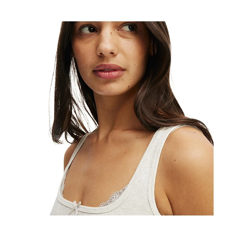Cotton On Women's Rib Lace Ruched Tank