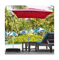 260 lbs Offset Patio Umbrella Base with Wheels Sand Water Filled