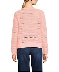 Lands' End Women's Cotton Blend Pointelle Crew Neck Sweater