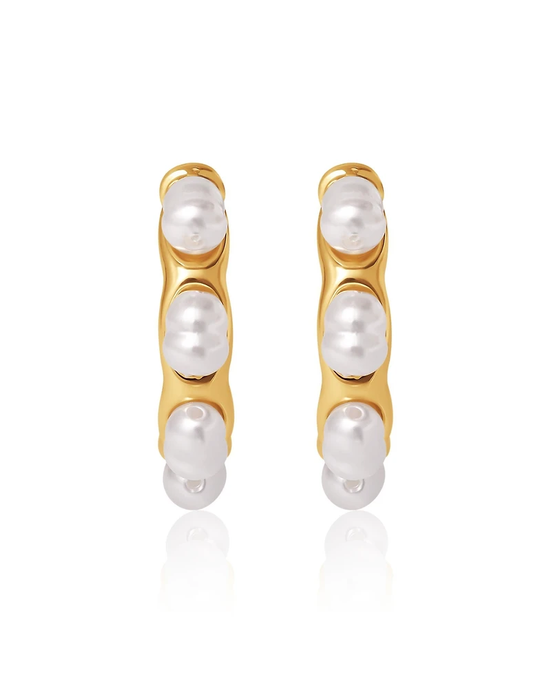 Bcbg Faux Pearl Accent Hoop Earrings