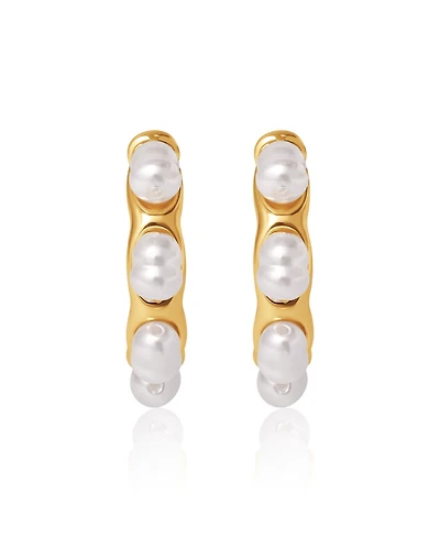 Bcbg Faux Pearl Accent Hoop Earrings