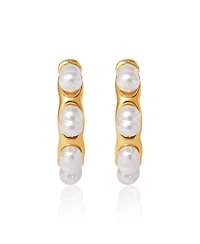 Bcbg Faux Pearl Accent Hoop Earrings