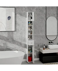 Casainc Tall Slim 71" Freestanding Bathroom Cabinet with Drawer, 2 Doors & Adjustable Shelves in White
