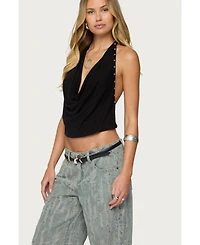 Edikted Women's Irina Stud Cowl Neck Halter Top