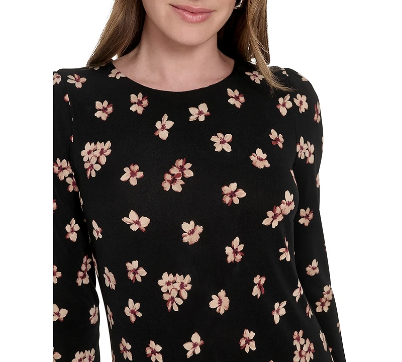 Tommy Hilfiger Women's Jersey Printed Ruffled Shift Dress