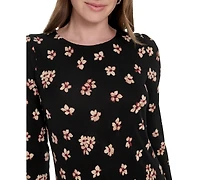 Tommy Hilfiger Women's Jersey Printed Ruffled Shift Dress
