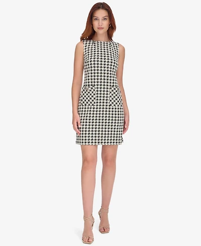 Tommy Hilfiger Women's Knit Houndstooth Sleeveless Shift Dress