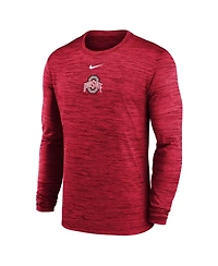 Nike Men's Scarlet Ohio State Buckeyes 2025 Sideline Velocity Performance Long Sleeve T-Shirt