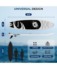 Free-Flow Welded Inflatable Stand-Up Paddle-Board with Double-Action Hand Pump, 3-Shaft Aluminum Paddle, Leash, Fin, Repair Kit