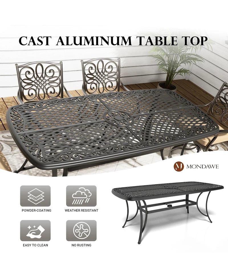 Mondawe Rectangular Aluminum Outdoor Dining Table