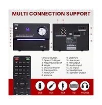 Pyle 3-Piece Wireless Bt Streaming Stereo System with MP3, Usb, Fm Radio, Bass Reflex Speaker, and Remote Control (Black)