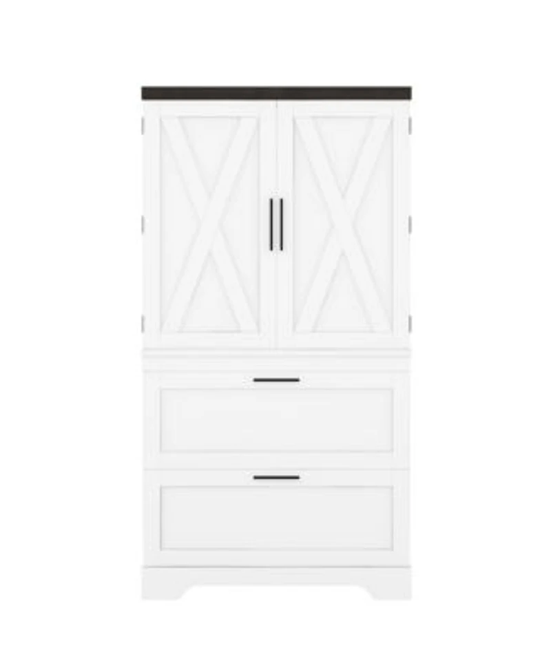 Casainc Modern Farmhouse Wooden Cabinet With Sturdy Frame Storage Divider Drawers For Living Room Office
